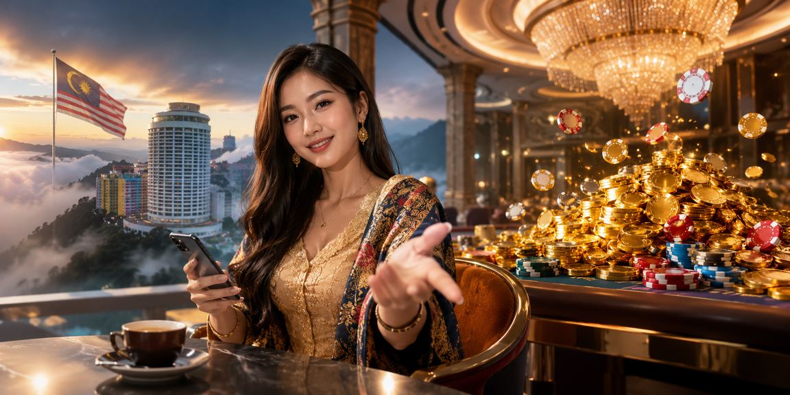 Pengguna Malaysia mendaftar akaun koitoto melalui telefon mudah alih di Genting Highlands