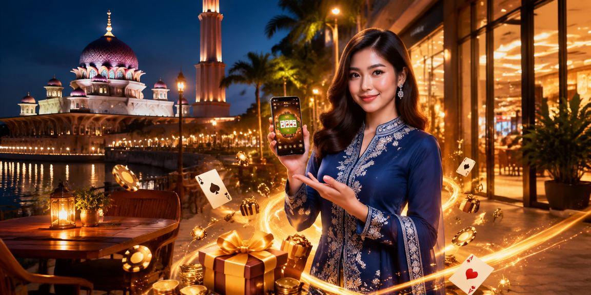 Pengguna wanita Putrajaya dalam baju kurung menikmati permainan kasino dalam talian